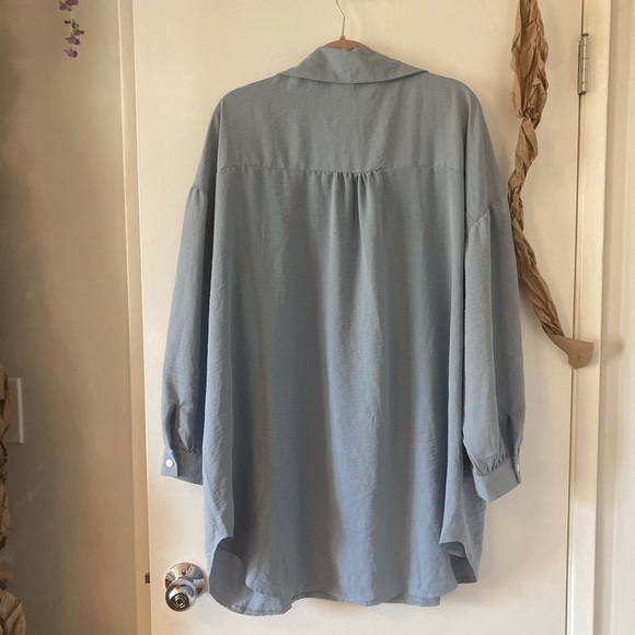 Dusty blue oversized button down - Picture 2 of 4